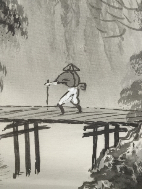 道具 ] - 道具 雅城筆 水墨山水 肉筆絹本掛軸（共箱） | ネット